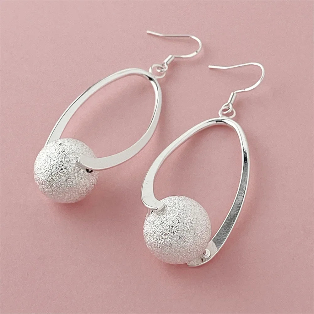 925 Sterling Silver Fashion Beaded Earrings for Women to Wear on Important Occasions Charm Jewelry