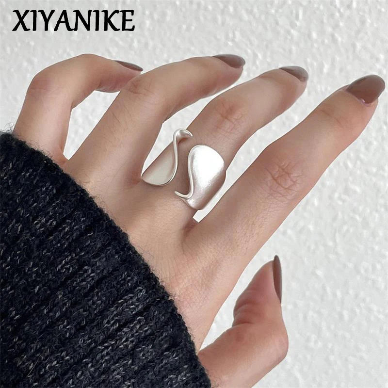 XIYANIKE Hip Hop Geometric Irregular Wide Cuff Finger Rings For Women Girl Fashion New Jewelry Gift Party Rock anillos mujer