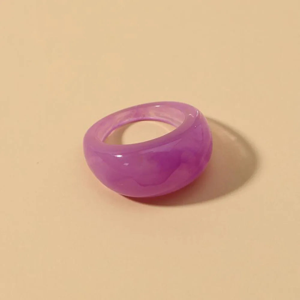New Korean Colorful Acrylic Rings Vintage Round Rings For Women Big Kpop Finger Ring For Girls Punk Resin Ring Fashion Jewelry