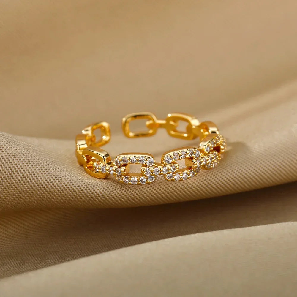 Stainless Steel Rings for Women Aesthetic Heart Gold Color Wedding Ring Vintage Waterproof Wedding Jewelry Prom Accessories Gift