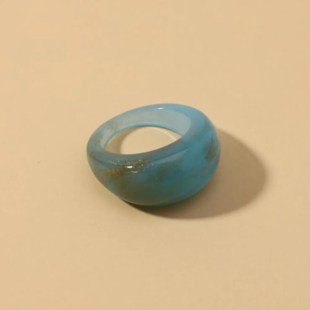 New Korean Colorful Acrylic Rings Vintage Round Rings For Women Big Kpop Finger Ring For Girls Punk Resin Ring Fashion Jewelry