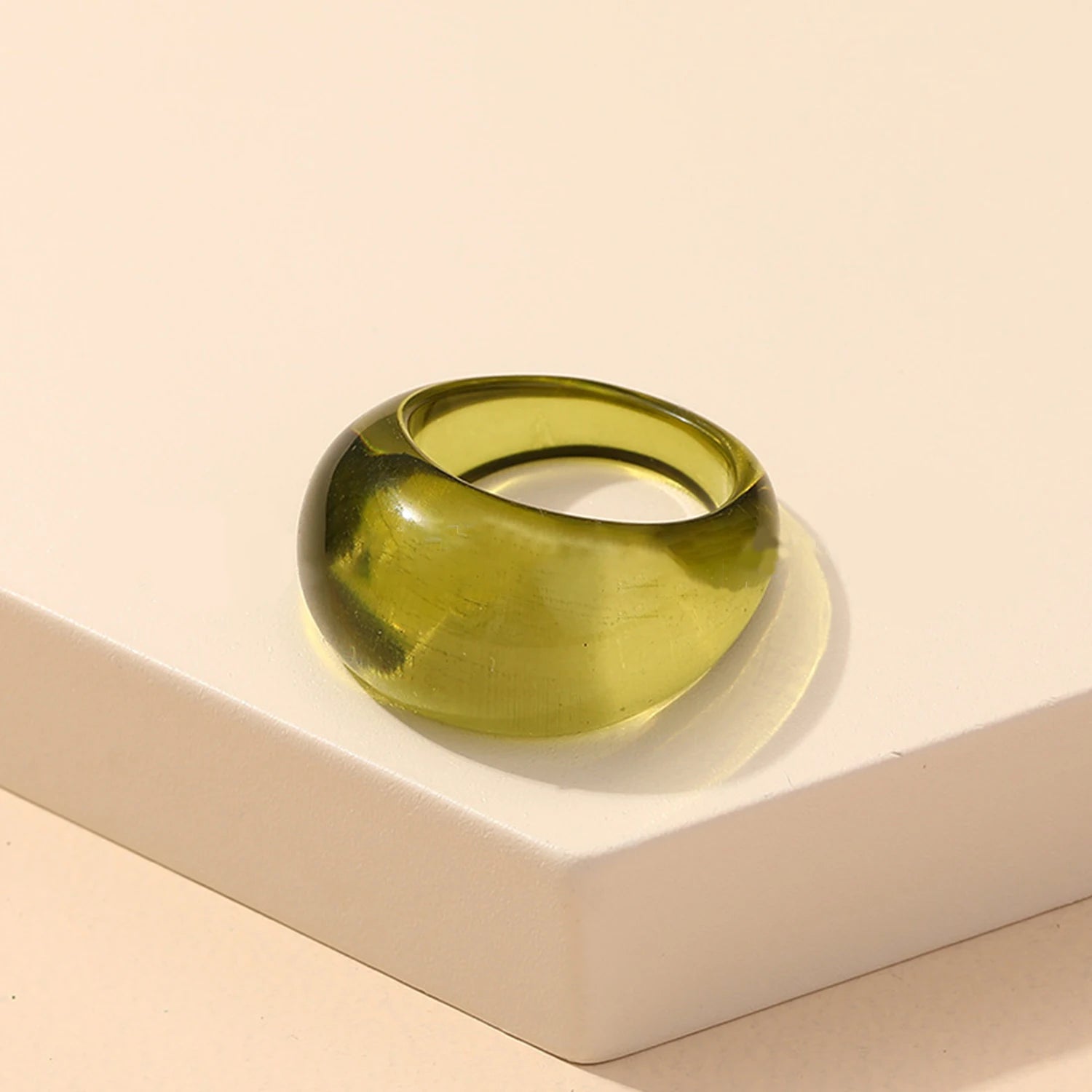 New Korean Colorful Acrylic Rings Vintage Round Rings For Women Big Kpop Finger Ring For Girls Punk Resin Ring Fashion Jewelry