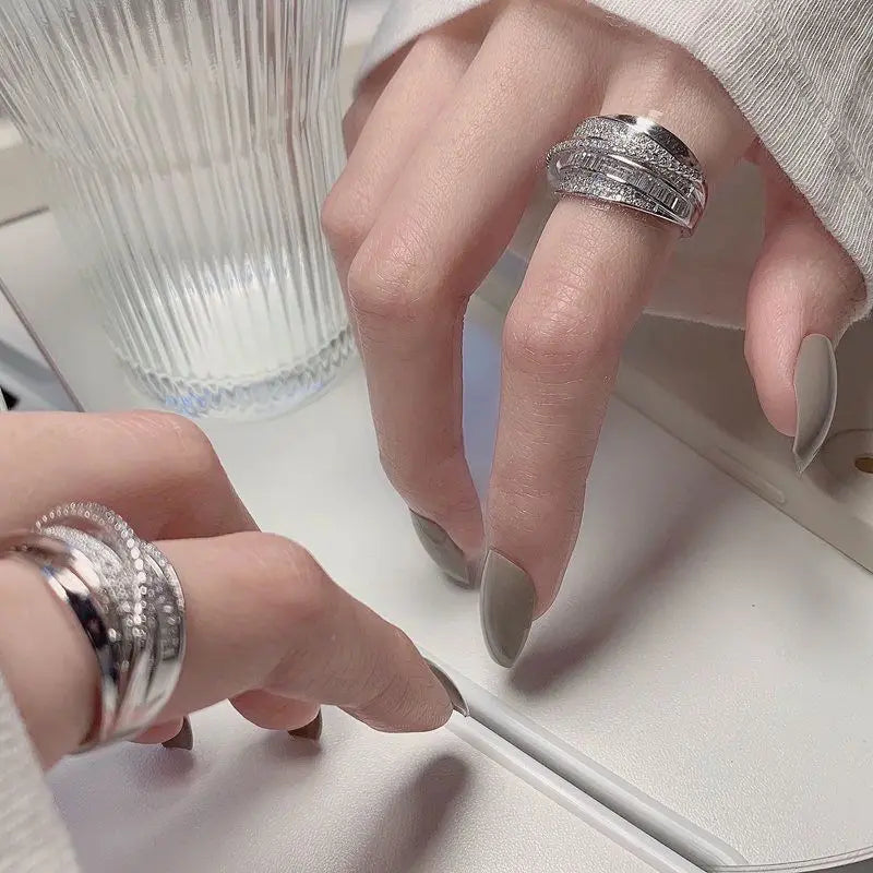 Irregular Pleated Ring for Women Men Open Adjustable Rings Wide Trendy Finger Rings Y2K Accessories Fashion Punk Jewelry