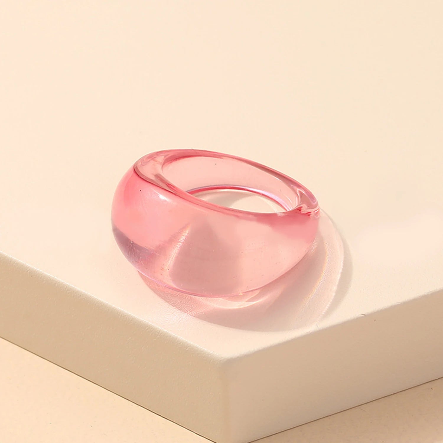 New Korean Colorful Acrylic Rings Vintage Round Rings For Women Big Kpop Finger Ring For Girls Punk Resin Ring Fashion Jewelry
