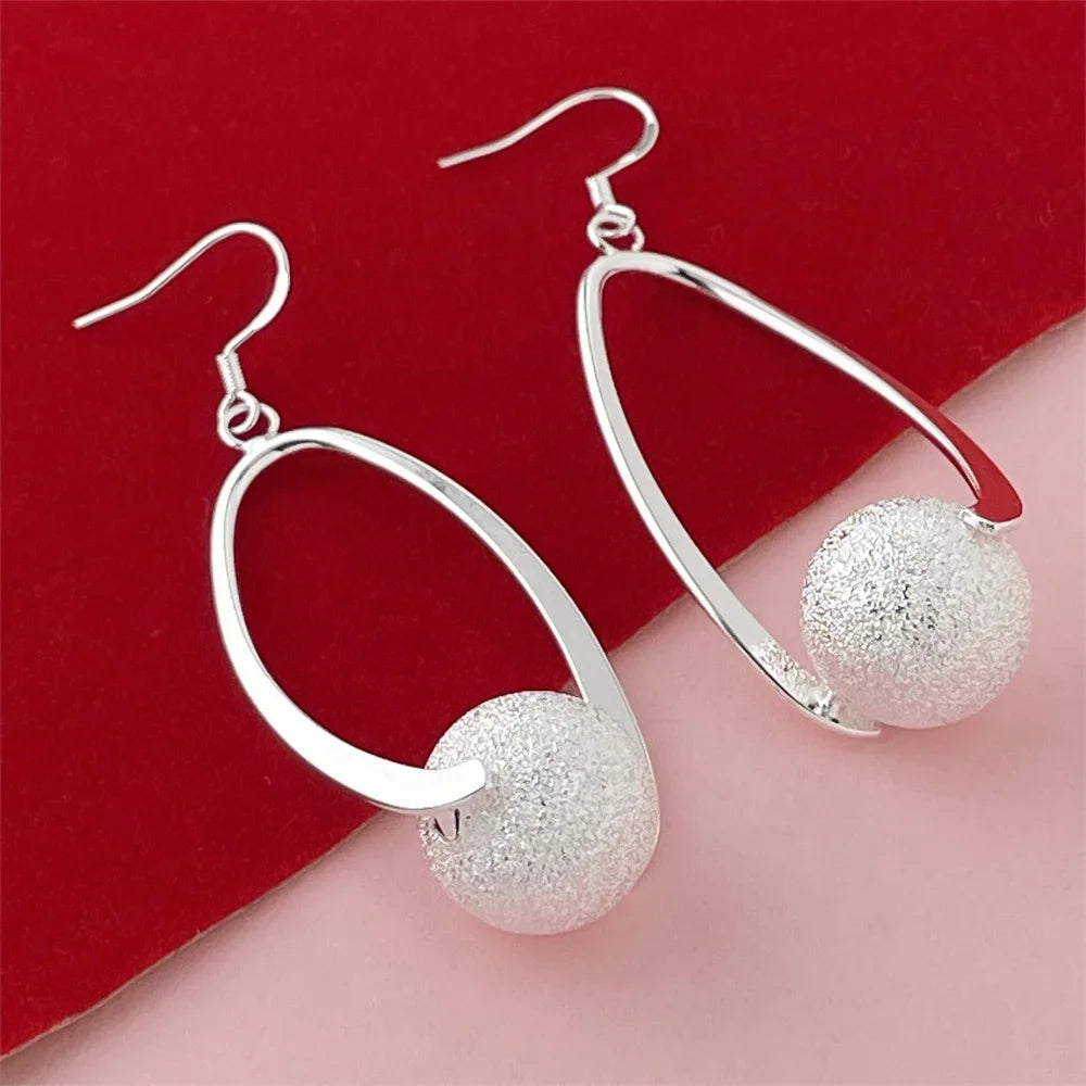 925 Sterling Silver Fashion Beaded Earrings for Women to Wear on Important Occasions Charm Jewelry