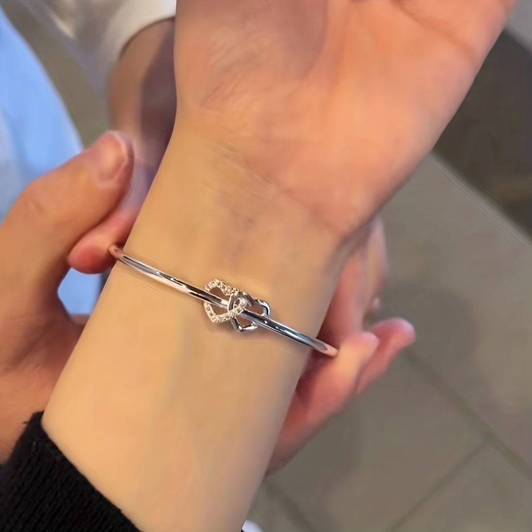 1pc, Double Heart Love Adjustable Bracelet - Sweet Niche Design, Birthday, Holiday, Girlfriend Gift