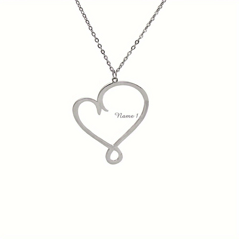 Customized Women'S Heart-Shaped Necklaces with Various English Names, Perfect Gifts for Mother'S Day, Family Members, Valentine'S Day, Birthdays, And Anniversaries