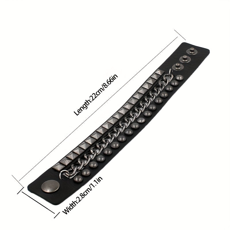 Dark Gothic Punk Rivet PU Leather Bracelet with Hard Core Function Gothic PU Leather Bracelet Wristband Accessory