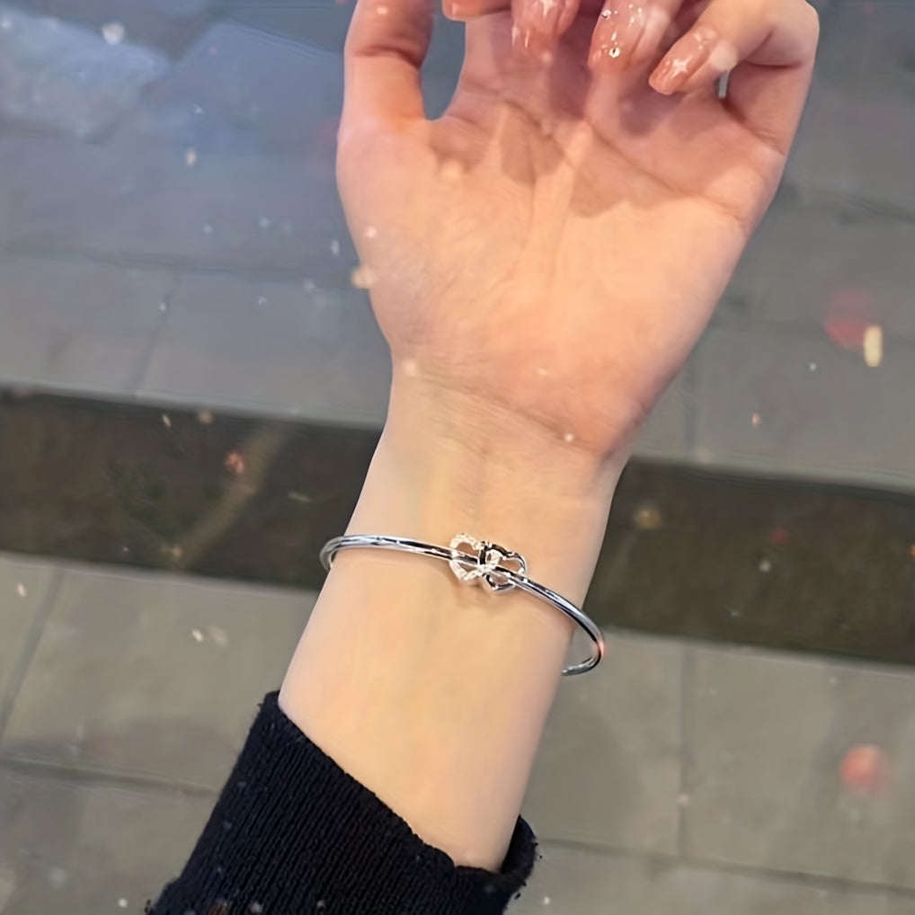 1pc, Double Heart Love Adjustable Bracelet - Sweet Niche Design, Birthday, Holiday, Girlfriend Gift