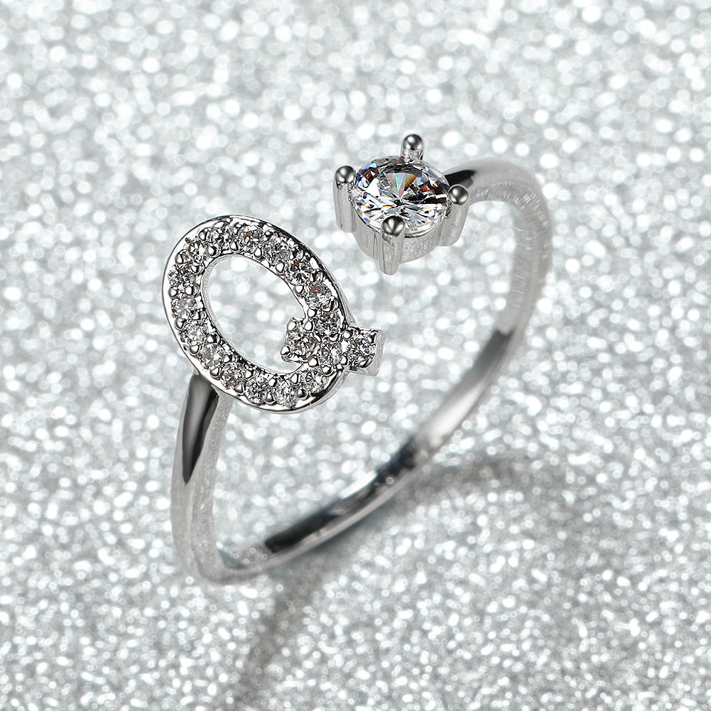 [Silvery Couple Ring] Silvery AZ Letter Ring Initials | Popular Fashion Wedding Love Couple Rings Bridesmaid Gift