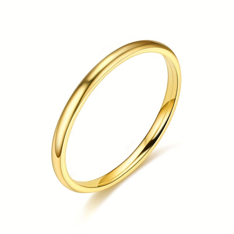 1pc 2mm Simple Stainless Steel Ring - Fashion Jewelry Gift - For Women & Men - Everyday Wear - Perfect Gift for Birthdays & Anniversaries