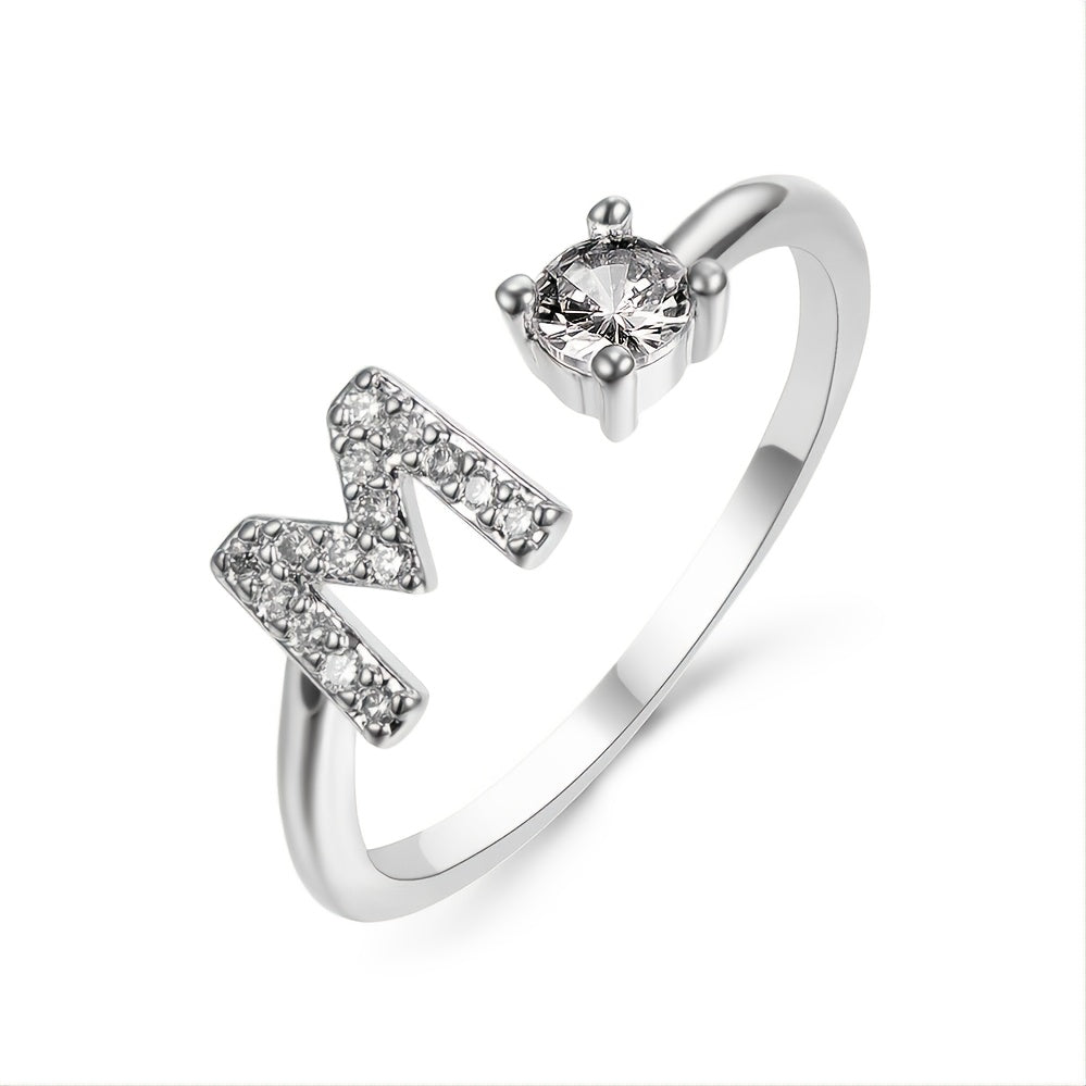 [Silvery Couple Ring] Silvery AZ Letter Ring Initials | Popular Fashion Wedding Love Couple Rings Bridesmaid Gift