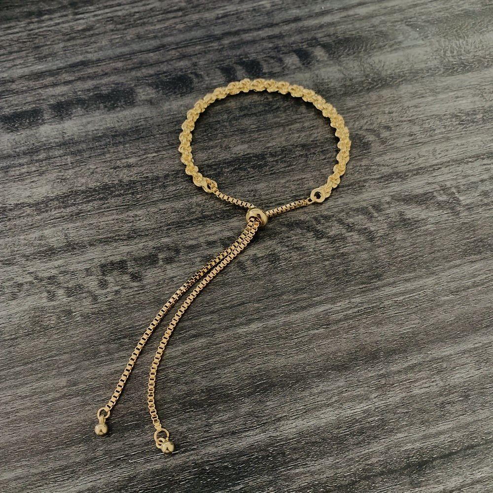Stylish Golden Knotted Bracelet, Vintage Style 14K Gold Plated Knotted Chain Bracelet For Women Girls