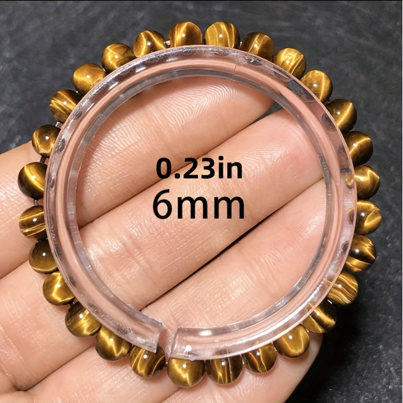 [Natural Tiger Eye Stone] High Quality Natural Tiger Eye Stone Bracelet, 6mm 8mm 10mm 12mm, Yellow Eye Stone