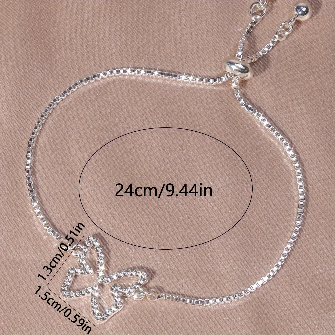 [Shiny Hollow Butterfly Tennis Bracelet] Full Of Shiny Rhinestones Hollow Butterfly Shape Tennis Bracelet Elegant Hand Jewelry Decor