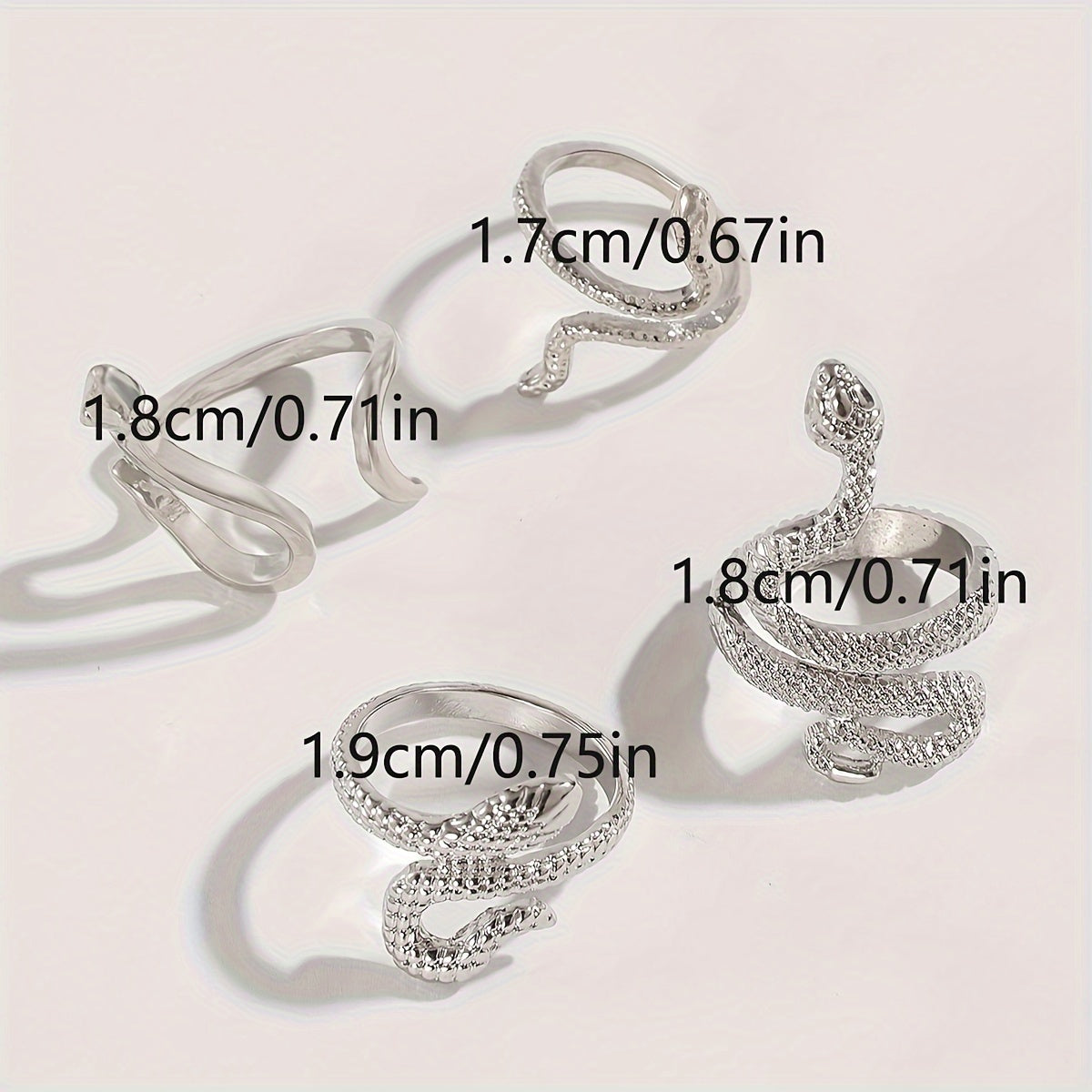 4pcs Vintage Stacking Rings Retro Snake Design Suitable For Men And Women Match Daily Outfits Party Accessories Perfect Decor For Cool Friends
