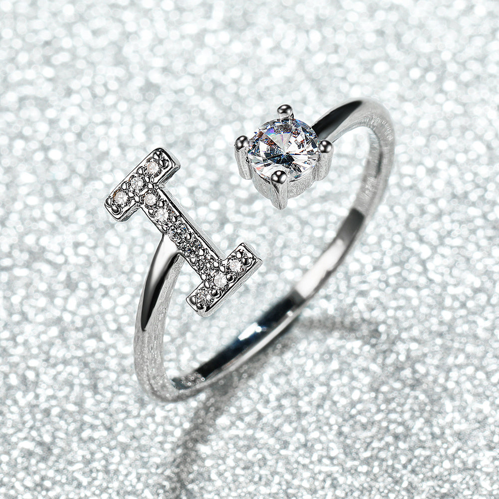 [Silvery Couple Ring] Silvery AZ Letter Ring Initials | Popular Fashion Wedding Love Couple Rings Bridesmaid Gift