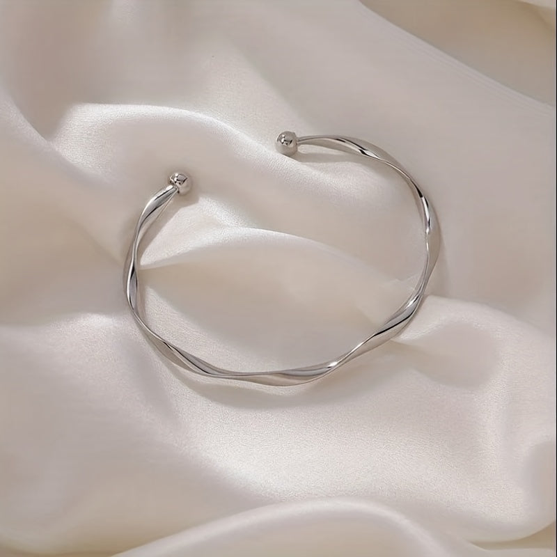 Fashionable And Simple Open Bracelet, Simple Silvery Adjustable Bracelet, Elegant Accessory For Women, Fashionable Small Design Bracelet