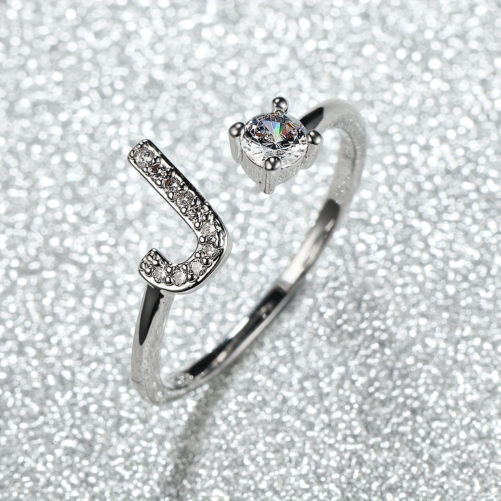 [Silvery Couple Ring] Silvery AZ Letter Ring Initials | Popular Fashion Wedding Love Couple Rings Bridesmaid Gift