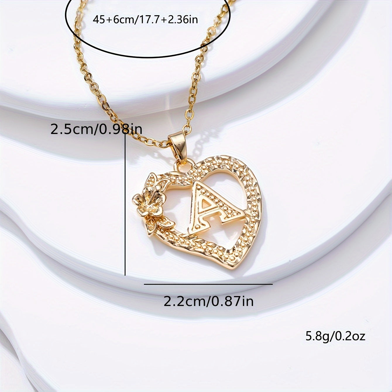 [Retro Love Necklace] Retro Palace Style Love Flower Letter Pendant Necklace - One 26 Letter Necklaces A-Z Capital Letter - Dating Wedding Jewelry