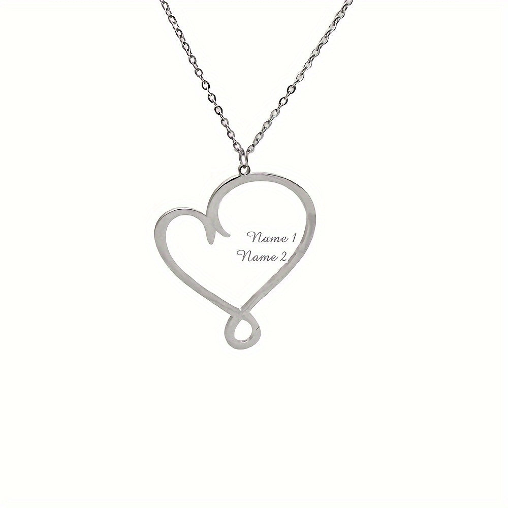 Customized Women'S Heart-Shaped Necklaces with Various English Names, Perfect Gifts for Mother'S Day, Family Members, Valentine'S Day, Birthdays, And Anniversaries