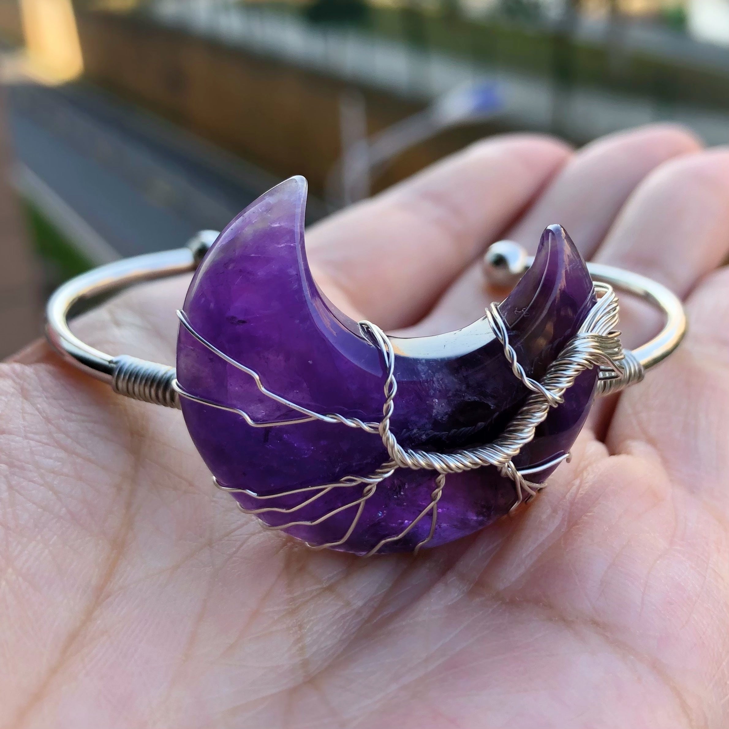 1pc Gems Moon Bangle Bracelet Amulet