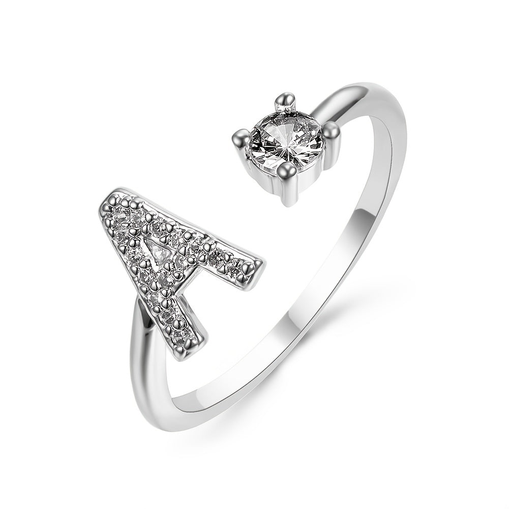 [Silvery Couple Ring] Silvery AZ Letter Ring Initials | Popular Fashion Wedding Love Couple Rings Bridesmaid Gift