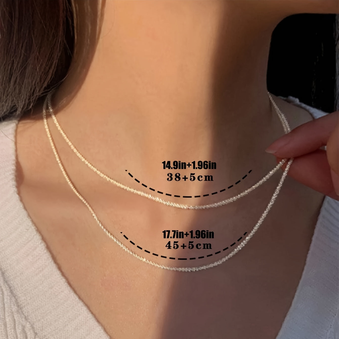 2pcs Elegant Sparkling Chain Necklaces, Luxury Bridal Wedding Jewelry, Silver Plated Copper, Perfect for Parties & Daily Wear, Ideal Valentine'S Day Gift, Versatile Necklace | Elegant Necklace | Delicate Desig