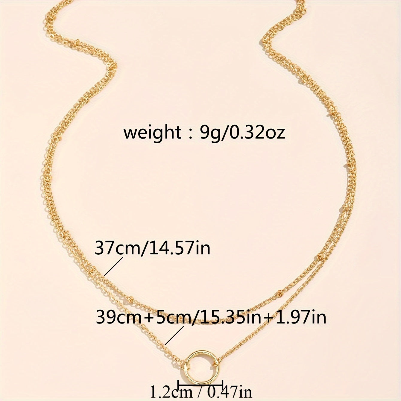 Boho Chic Women'S Golden-Tone Ring Necklace - Elegant Zinc Alloy Chain with Heart Charm, Perfect for Casual Attire or Gifting, Casual Jewelry|Boho Chic Style|Zinc Alloy Necklace