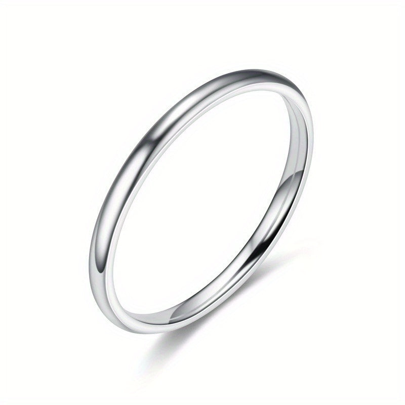 1pc 2mm Simple Stainless Steel Ring - Fashion Jewelry Gift - For Women & Men - Everyday Wear - Perfect Gift for Birthdays & Anniversaries