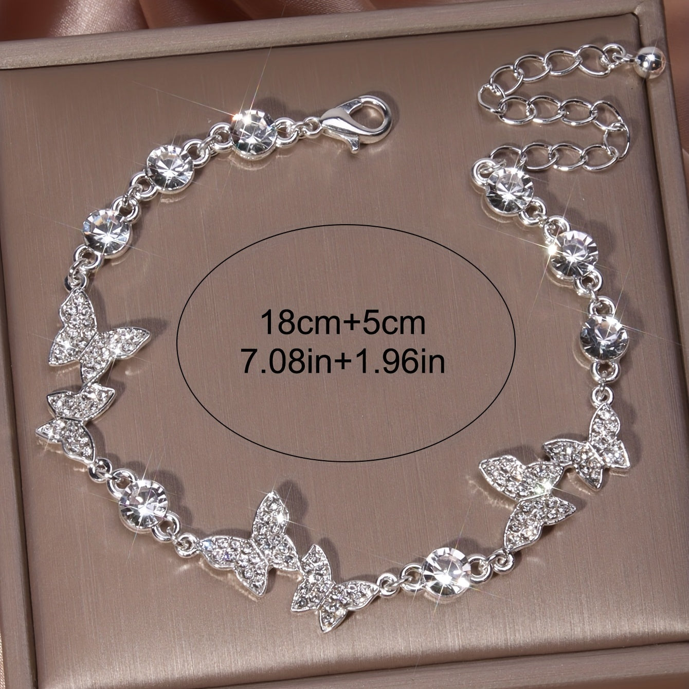 Elegant Full Of Rhinestones Butterfly Bracelet Silver Plated Hand Jewelry Gift For Women