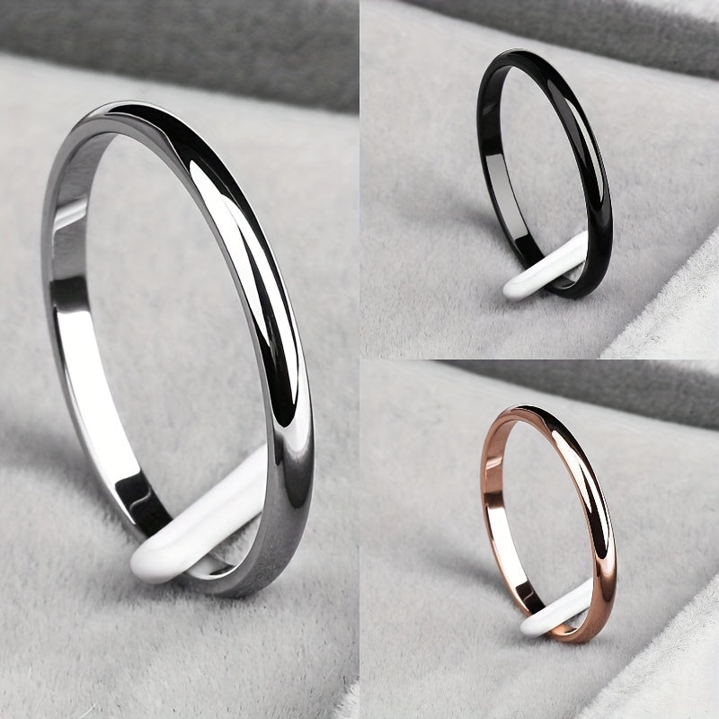 1pc 2mm Simple Stainless Steel Ring - Fashion Jewelry Gift - For Women & Men - Everyday Wear - Perfect Gift for Birthdays & Anniversaries