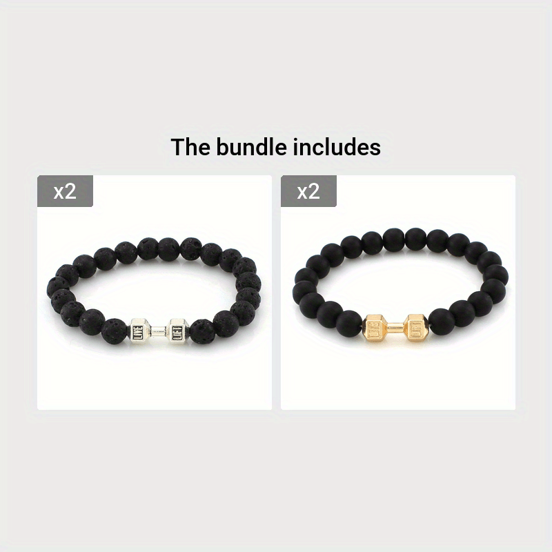 1pc Trendy Minimalist Beaded Dumbbell Bracelet For Men For Daily Decoration, Gift For Family And Friends, Holiday Birthday Gift For Boyfriends/ Girlfriends