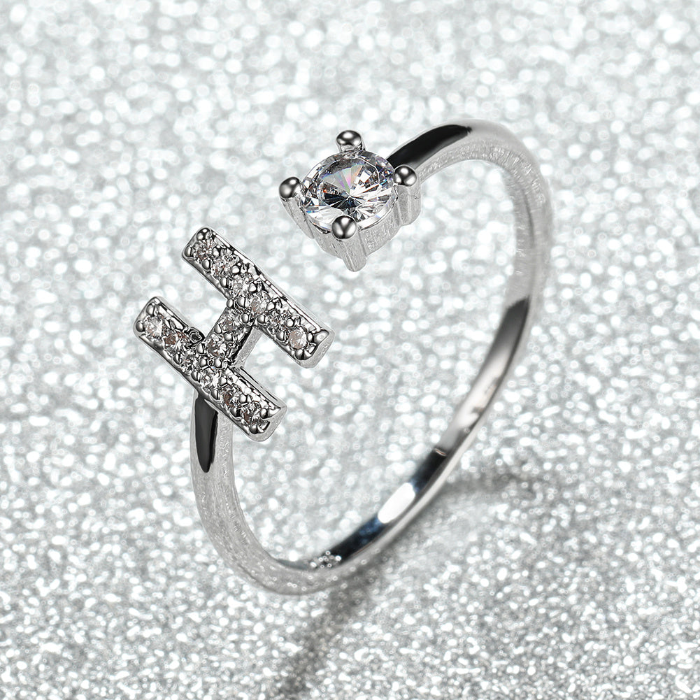 [Silvery Couple Ring] Silvery AZ Letter Ring Initials | Popular Fashion Wedding Love Couple Rings Bridesmaid Gift
