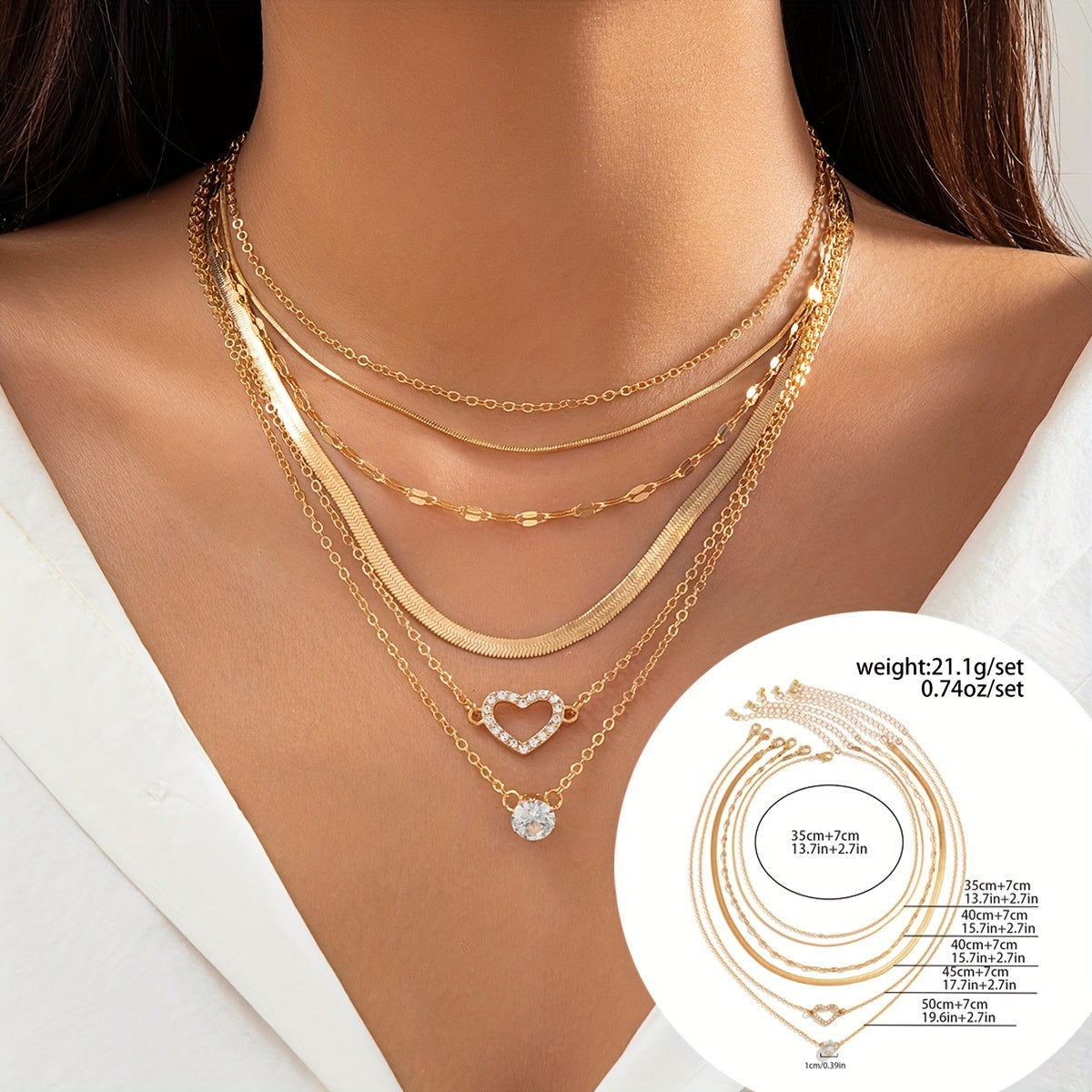 6pcs Golden Chokers Necklace Set For Women Girls, Pendant Necklace, Trendy Dainty Snake Chain Layered Necklaces For Jewelry Gifts