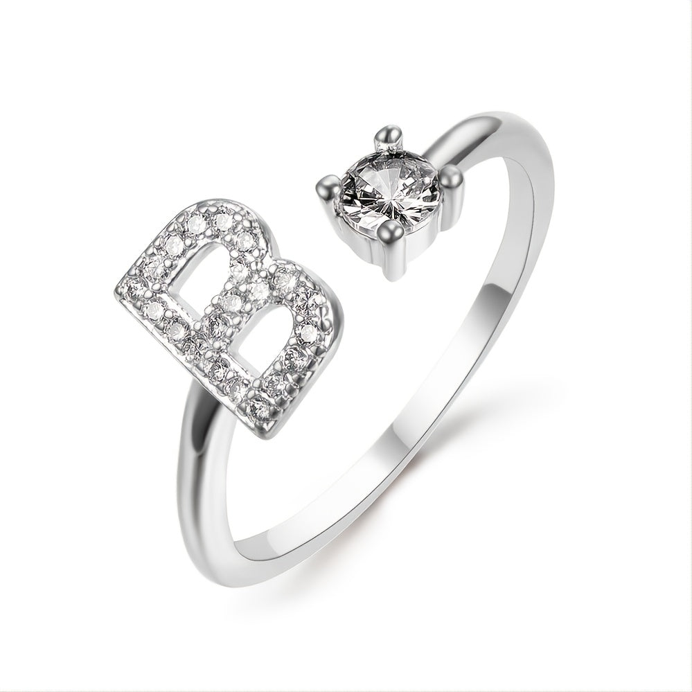 [Silvery Couple Ring] Silvery AZ Letter Ring Initials | Popular Fashion Wedding Love Couple Rings Bridesmaid Gift